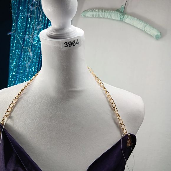 NWT Thirty Thirty Size S Cowl Neck Gold Chain Accent Tube Top Purple Stretch - Picture 11 of 12